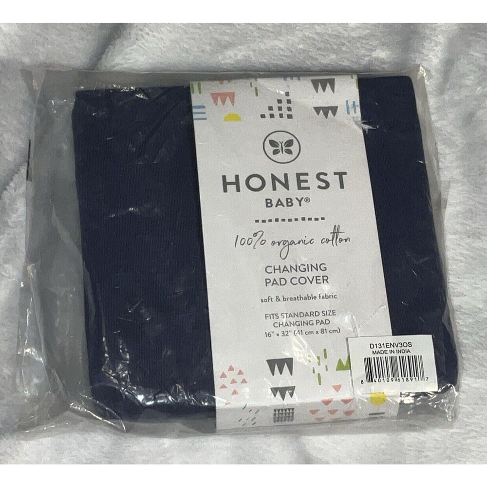 Honest Baby 100% Organic Cotton Changing Pad Cover Color Navy Blue 16 X 32 NEW